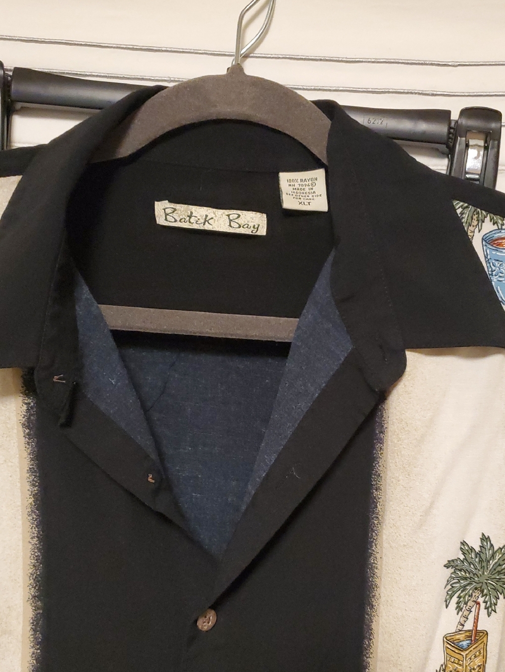 Batik Bay Black Button-Up Camp Shirt with White Trim